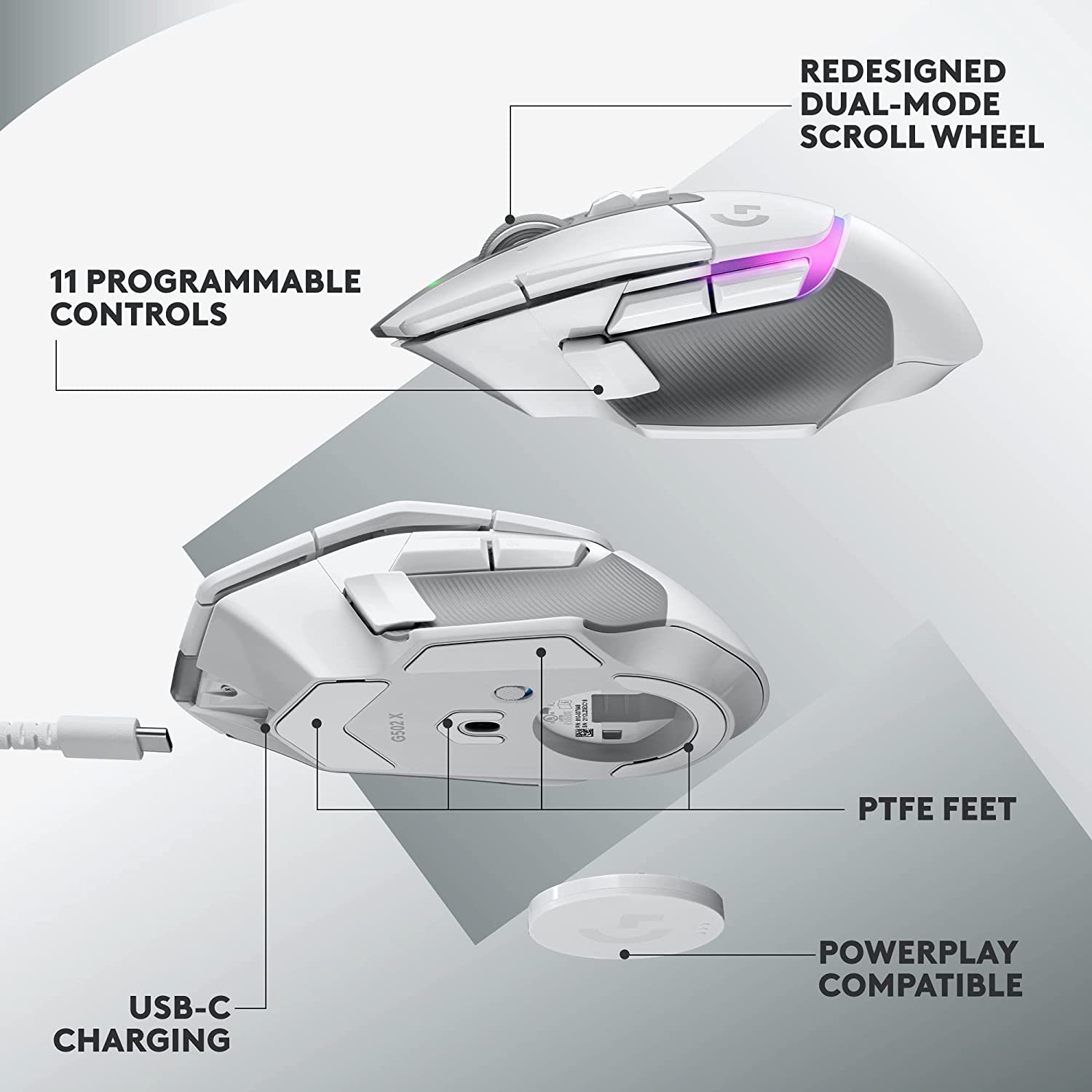 Logitech G502 X Plus Wireless RGB Gaming Mouse White (10)